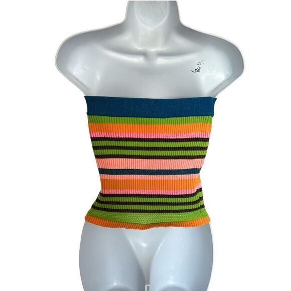 AGR Multicolored Striped Cropped Strapless Top Size M. - Picture 4 of 6